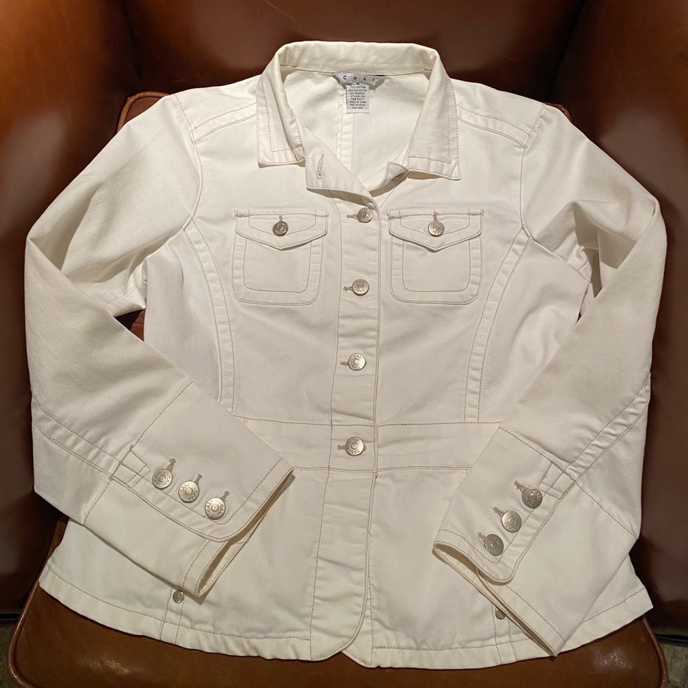 CAbi white denim jacket - like new!